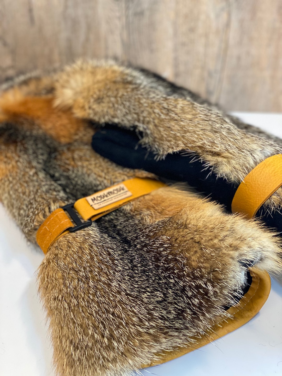 Long Mittens, Outdoor Mittens, Sheepskin Fur Inside, Prairie Fox