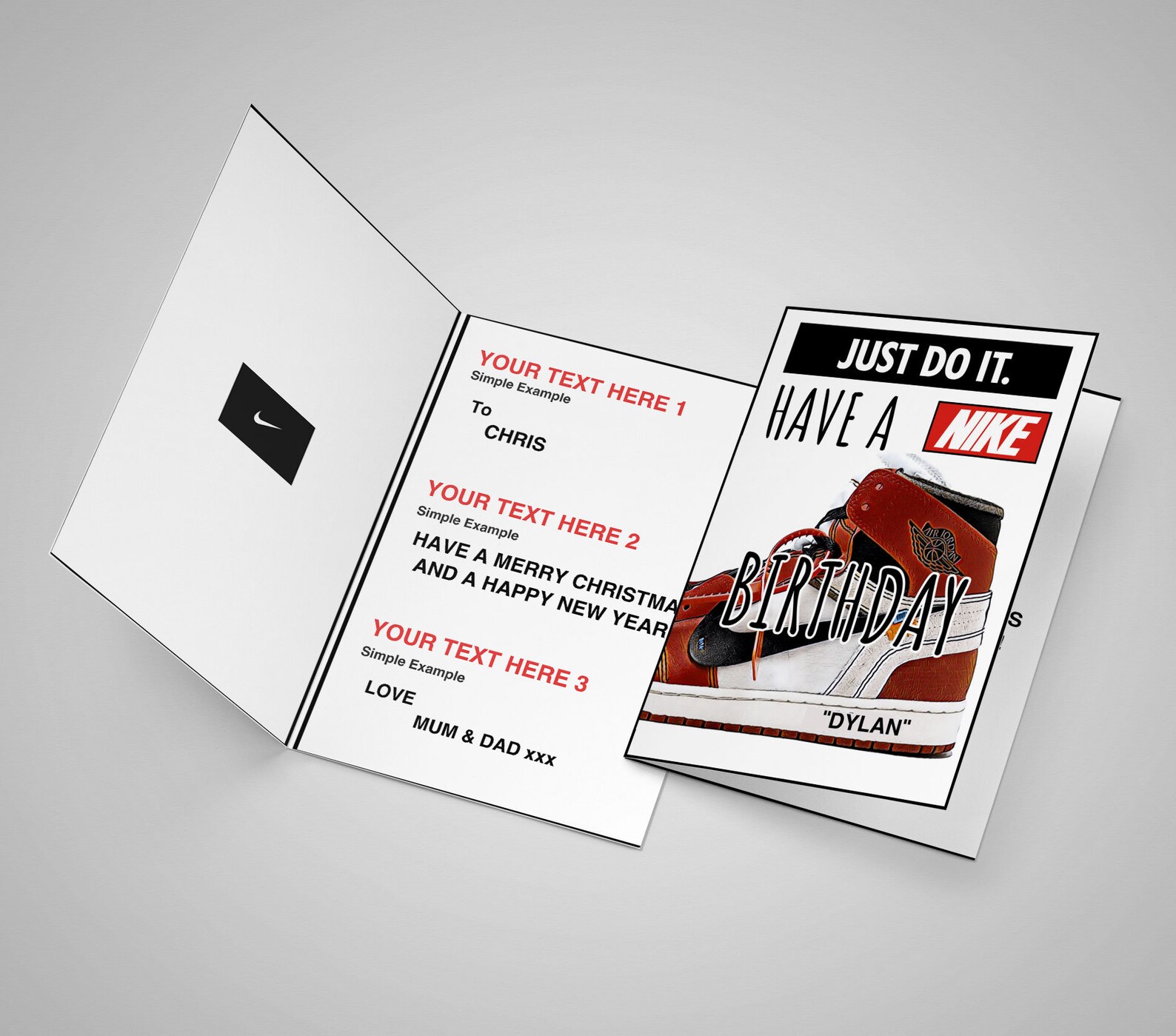 Personalized NIKE Birthday Card Gift OFF WHITE Air Jordan Etsy