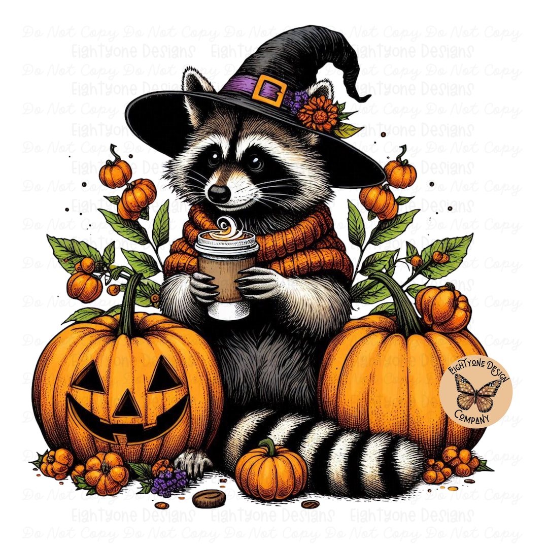 Retro Fall Racoon Png, Cute Fall Raccoon PNG, Fall Feral Racoon Png ...