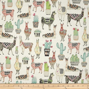 Michael Miller Fabric  -  Lovely Llamas - White - CX7297- 100% cotton fabric - Sold by the yard(s)