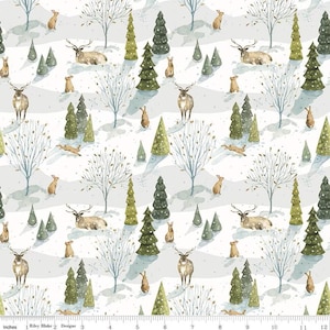 Riley Blake - Santa&#39;s Tree Farm - Woodland - Snowy - C16451 SNOWY - 100 cotton fabric - Sold by the yard(s)
