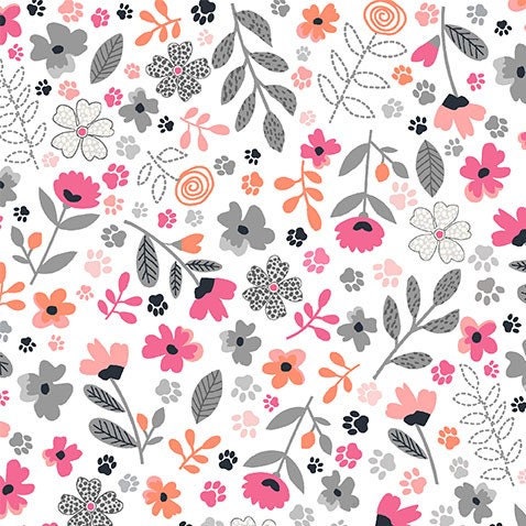 Michael Miller - Garden Paws - Meowgical - WHITE - CX9619 WHIT D - 100% cotton fabric - Sold by the yard(s)