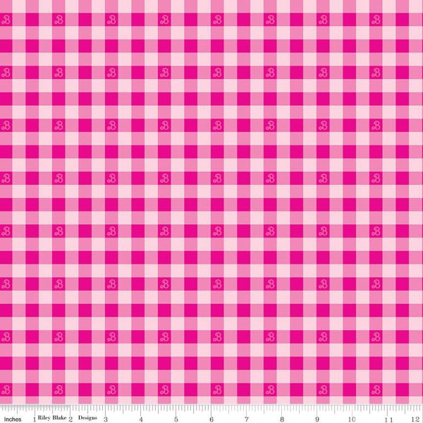 Riley Blake - Barbie - Barbie World - Gingham - Hot Pink - C15024 HOTPINK - 100% cotton fabric - Sold by the yard(s)