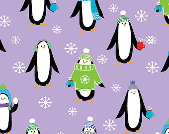 SALE - Benartex - Snow Place - Penguins - Lilac - 9870 06 - 100% cotton fabric - Sold by the yard(s)