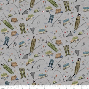 Riley Blake - At the Lake - Gear Gray - C10551 Gray - 100% cotton fabric - Sold by the yard(s)