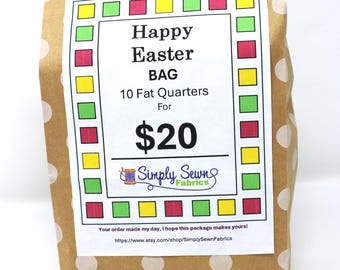 10 Fat Quarters HAPPY EASTER Bag -  EASTER - 10 FQs - 100% cotton fabric - (18 x 21)