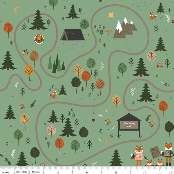 Riley Blake - Forest Friends by Jennifer Long - Main Green - C12690 GREEN - 100% cotton fabric - Sold by the yard(s)