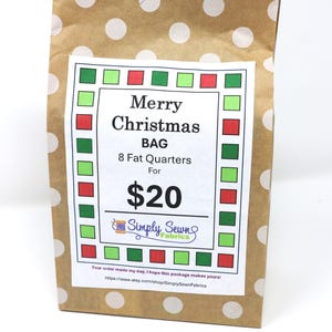 8 Fat Quarters CHRISTMAS Bag - CHRISTMAS - 8 FQs - 100% cotton fabric - (18 x 21)