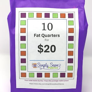 10 Fat Quarters Bag - SURPRISE - 10 FQs - 100% cotton fabric - (18 x 21)