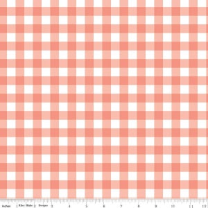 Riley Blake - It's A Girl - Gingham - Coral - C13323 CORAL - 100% cotton fabric - Sold by the yard(s)
