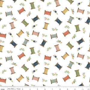 Riley Blake - Sew Much Fun - Thread Spools - C12452 WHITE - 100% cotton fabric - Sold by the yard(s)