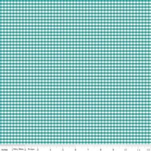 Riley Blake - 1/8 Inch Small Gingham - Teal - C440 26 TEAL - 100% cotton fabric - Sold by the yard(s)