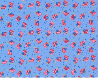 Moda - Holiday American by Stacy Iest Hsu - Sky Blue - 20763 14 - 100% cotton fabric - Sold by the yard(s)