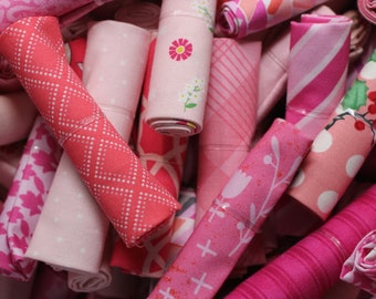 Bits and Pieces Surprise - HALF DOZEN - Shades of Pink  - Bundle of Six - Scraps - Sizes vary from 6 x 10 - 12 x 13 - 100% cotton fabric