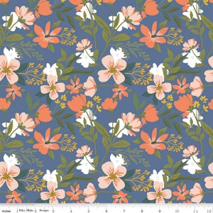 Riley Blake - With A Flourish - Main Denim - C12730 DENIM - 100% cotton fabric - Sold by the yard(s)