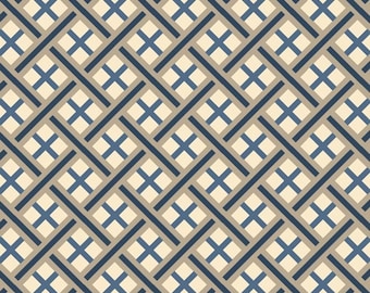 SALE Fabric - Quilting Treasures - Imperial - Trellis - Denim - Cotton fabric by the yard(s)