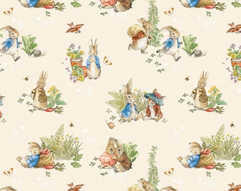 Riley Blake - Peter Rabbit and Benjamin Bunny - Main Cream - CD17250 CREAM - 100% cotton fabric - Sold by the yard(s)