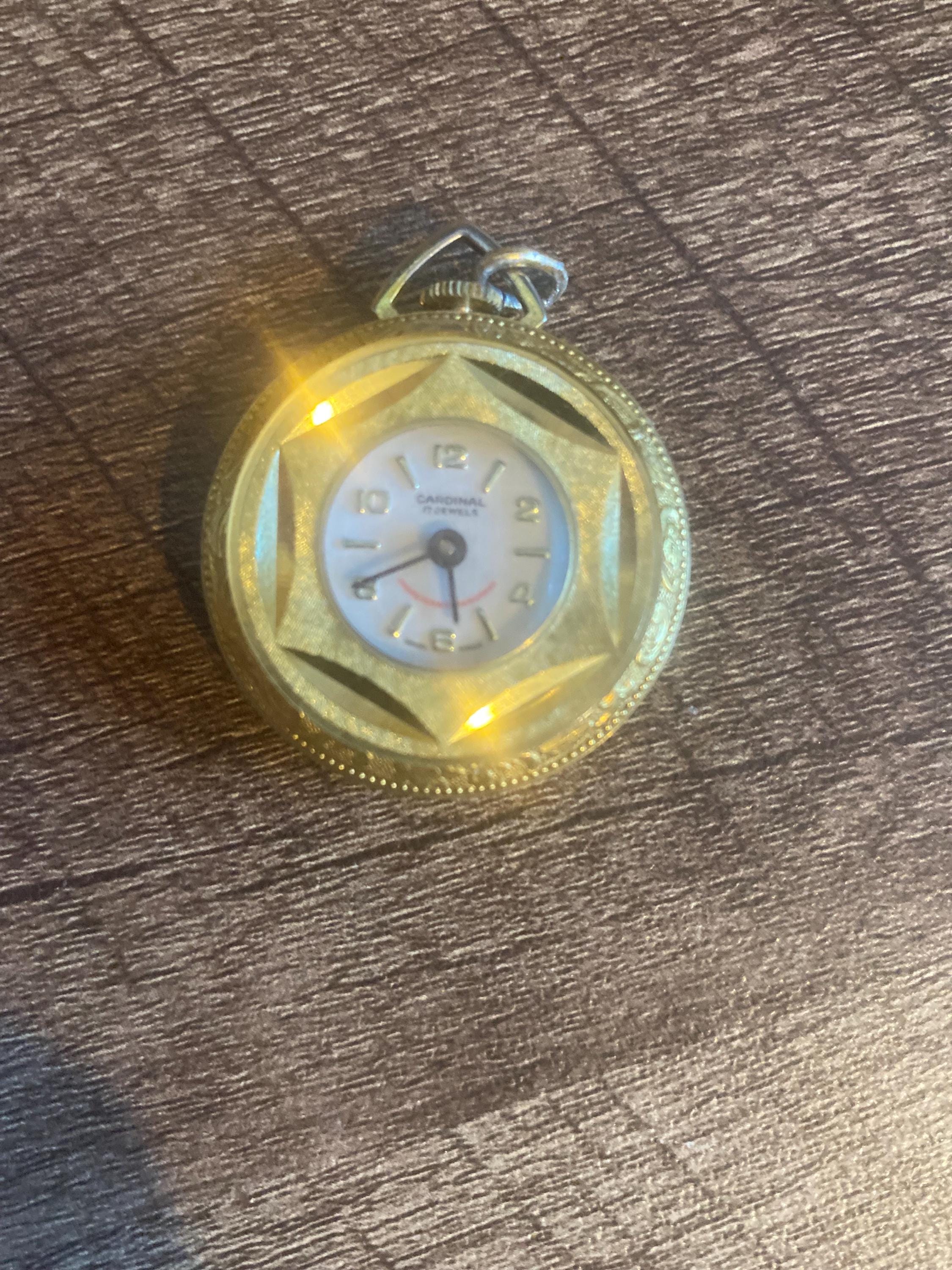 Montre Pendentif Vintage Lucerne - Cristal Biseauté, Fonctionne Parfaitement, Années 50