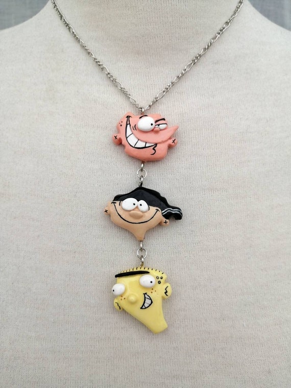 Y2K エドバーディー　ネクレス Ed Edd N Eddy Cartoon Resin Charm Necklace Keychain 90s Y2k