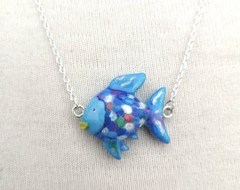 The Rainbow Fish charm necklace book by Marcus Pfister 90's nostalgia