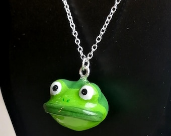 Handmade Over The Garden Wall Frog Necklace, Resin Charm