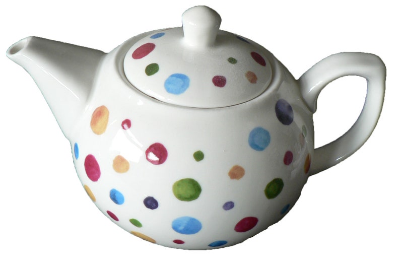 Spots Teapot 2 Cup Porcelain Teapot Decorated With Colourful Spots Etsy