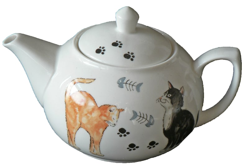 Cats Design One Cup Teapot. Ceramic Teapot for Just 1 Person Etsy UK
