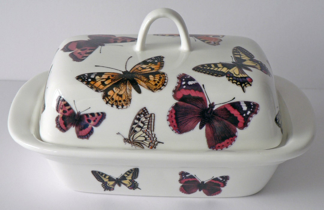 Butterfly Deep Butter Dish. White Porcleian Deep Dish Etsy UK
