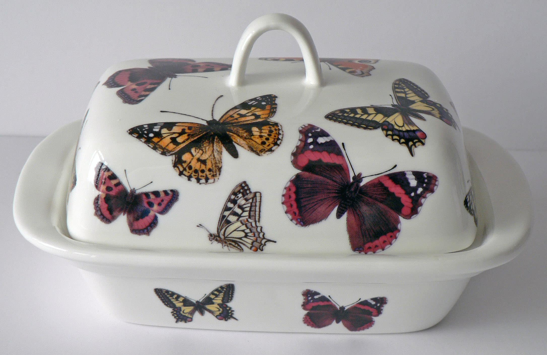 Butterfly Deep Butter Dish. White Porcleian Deep Dish Etsy