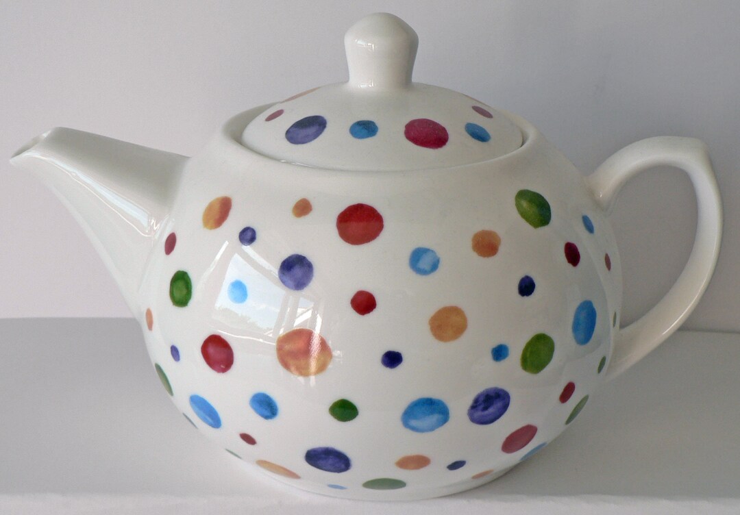 Spots Teapot 6 Cup Sizes Porcelain Teapot Decorated With Colourful Spots Etsy