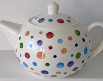 Spots teapot 6 Cup Sizes - Porcelain teapot Decorated with Colourful Spots