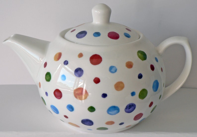 Spots Teapot 6 Cup Sizes Porcelain Teapot Decorated With Etsy