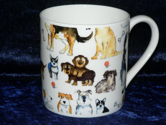 Dog pint bone china mug dogs CHINTZ all around mug -- personalised if  required at no extra cost