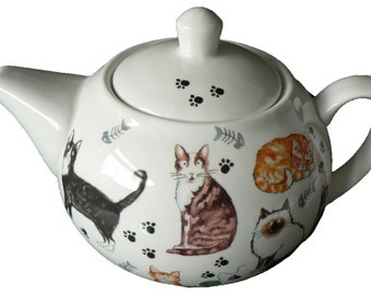 Cats and kittens design 2 cup or 6 cup ceramic teapot