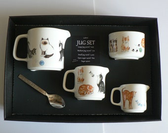 Cats and kittens jugs, set of 3 sizes jug with sugar pot bowl gift boxed