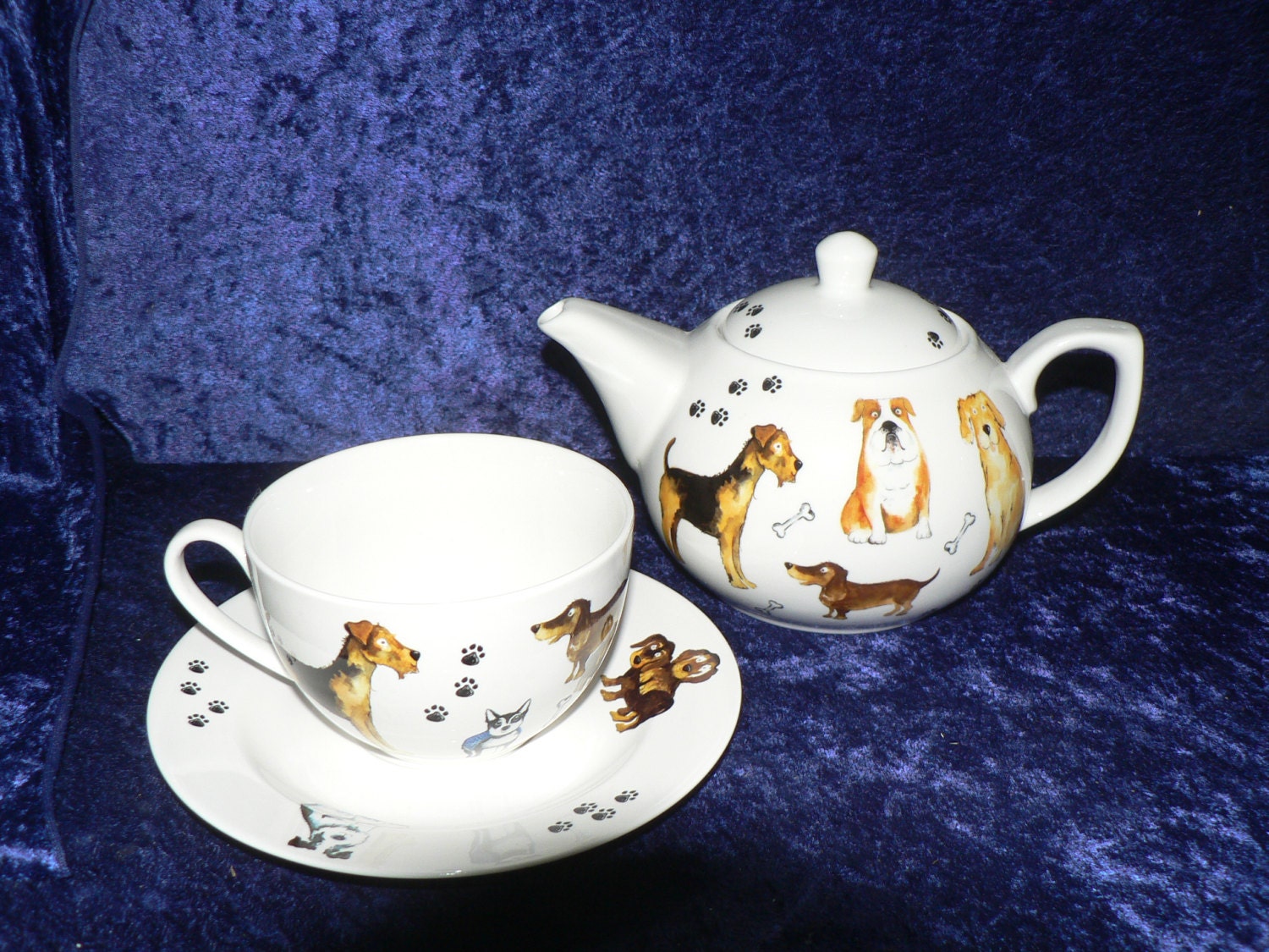 Dogs Teapot Cup and Saucer Gift Boxed Etsy UK