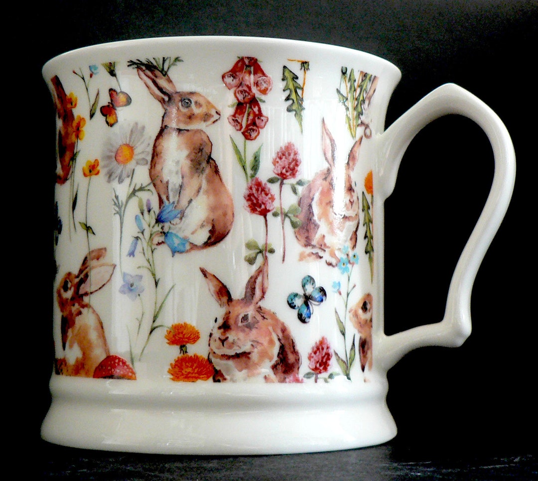 Rabbits Bunnies Design Large Mug, Bone China Tankard - Etsy