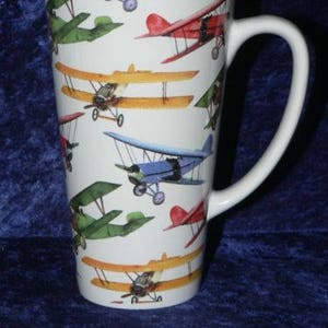 Bi Plane aircraft ceramic large latte mug 3/4pt capacity- personalised if required at no extra cost