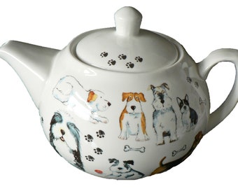 Dogs design 2 cup or 6 cup ceramic teapot or choose milk jug or sugar bowl