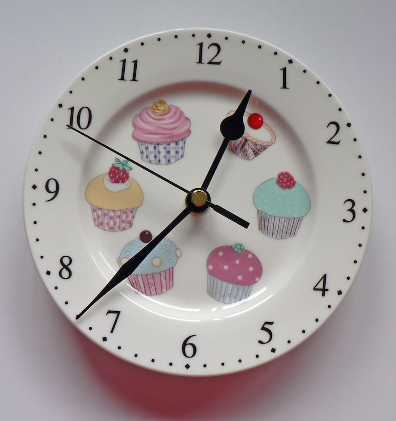 Cupcake Clock Colourful Fun 11 Large Ceramic Wall Etsy
