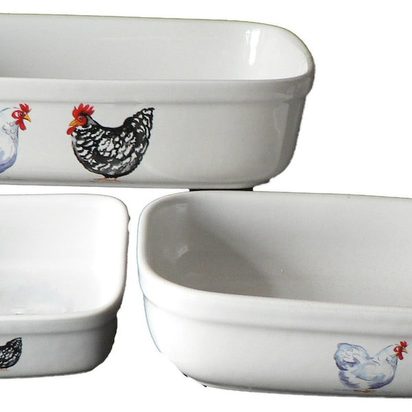 Rectangular Roaster with chicken cockerel rooster Design Choice of 3 Sizes