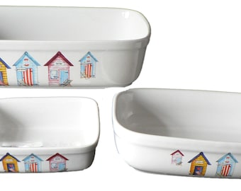 Rectangular Roaster with Beach hut Design Choice of 3 Sizes
