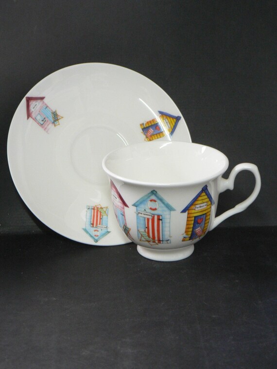 Beach Hut Teapot Cup and Saucer Gift Boxed - Etsy UK