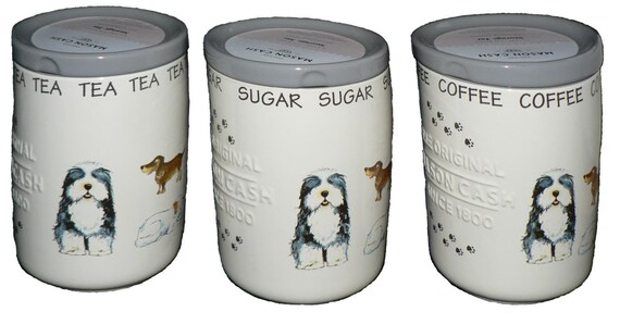 Dogs Ceramic Tea Sugar Coffee Storage Jars -set of Canisters