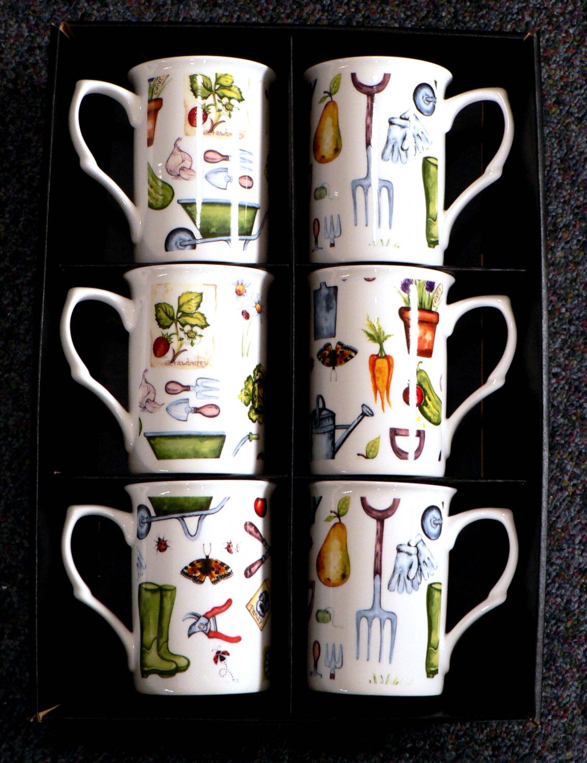 Gardening Bone China Mugs Set 6 Gift Boxed Matching Mugs Etsy