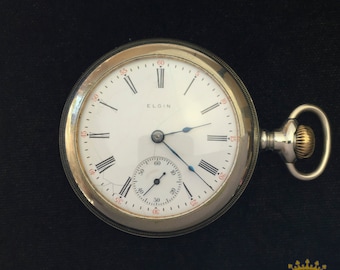 Seltene Taschenuhr Elgin Sidewinder c.1911
