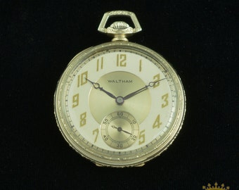 14kt White Gold Waltham Pocket Watch