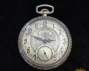 Illinois OF 21 Jewel Pocket Watch c.1925 size 8