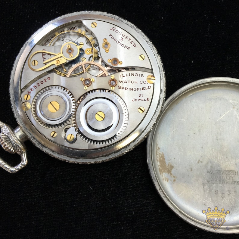 Illinois OF 21 Jewel Pocket Watch c.1925 size 8 image 3