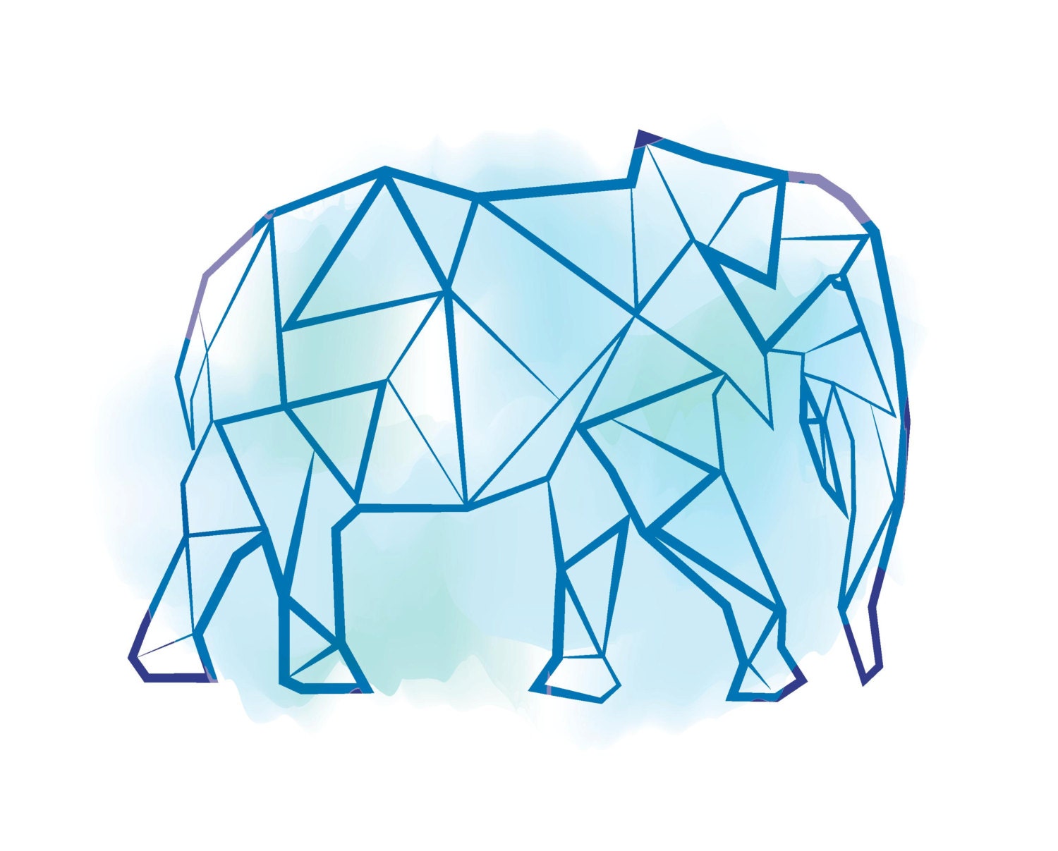 Print at Home Geometric Animal Wall Art Blue Elephant - Etsy Print at Home Geometric Animal Wall Art Blue Elephant - Etsy